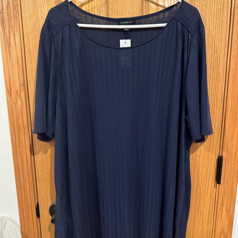 New! Lane Bryant Navy Ribbed Relaxed Blouse 22/24
